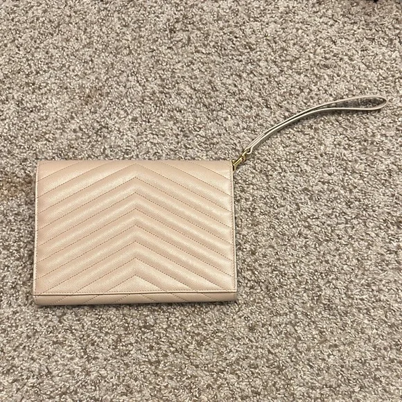 Yves Saint Laurent Taupe Quilted Leather Wristlet - Picture 6 of 6